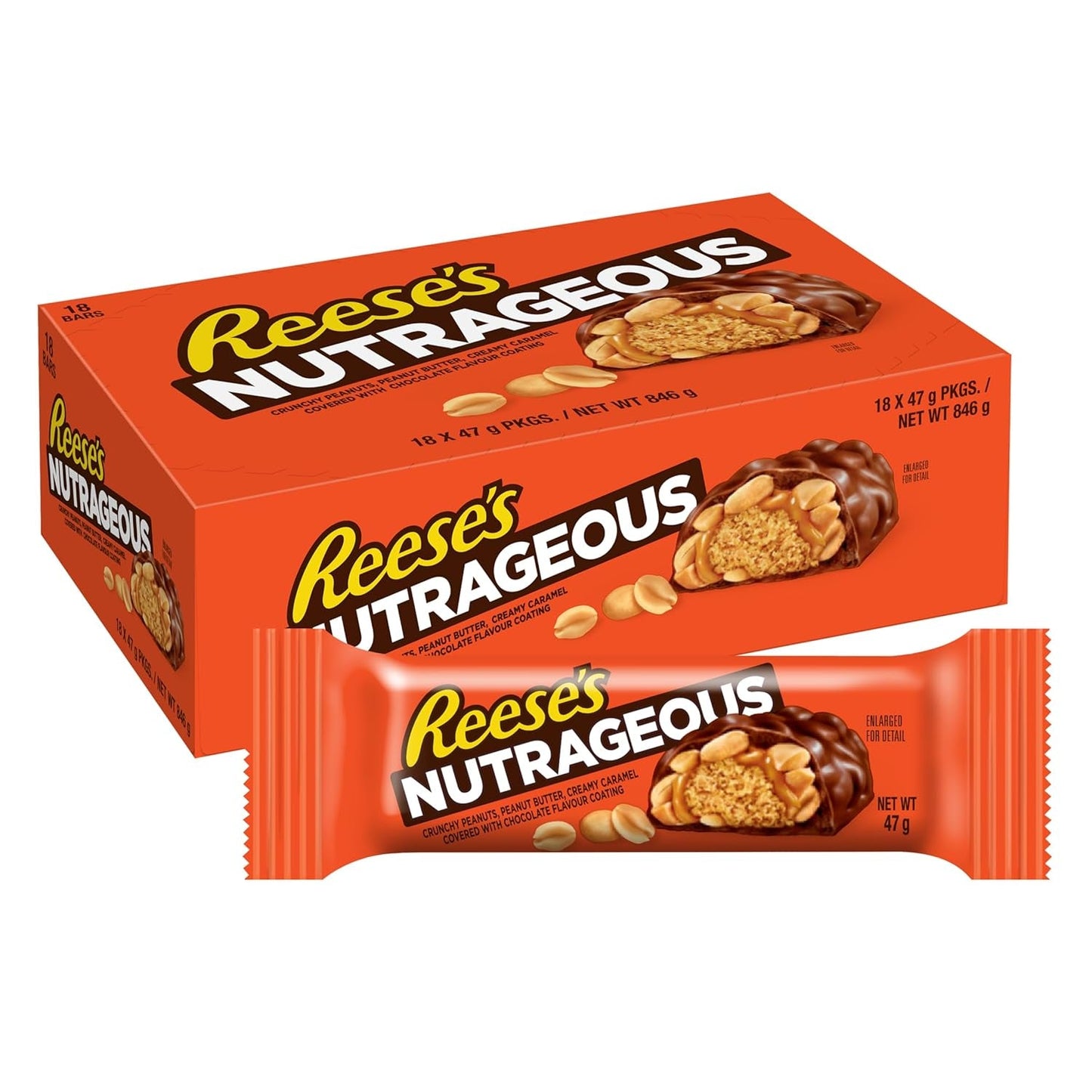 Nutrageous Peanut Butter – Erdnussbutter-Schokoriegel: 18 Stück (18 x 47 g)