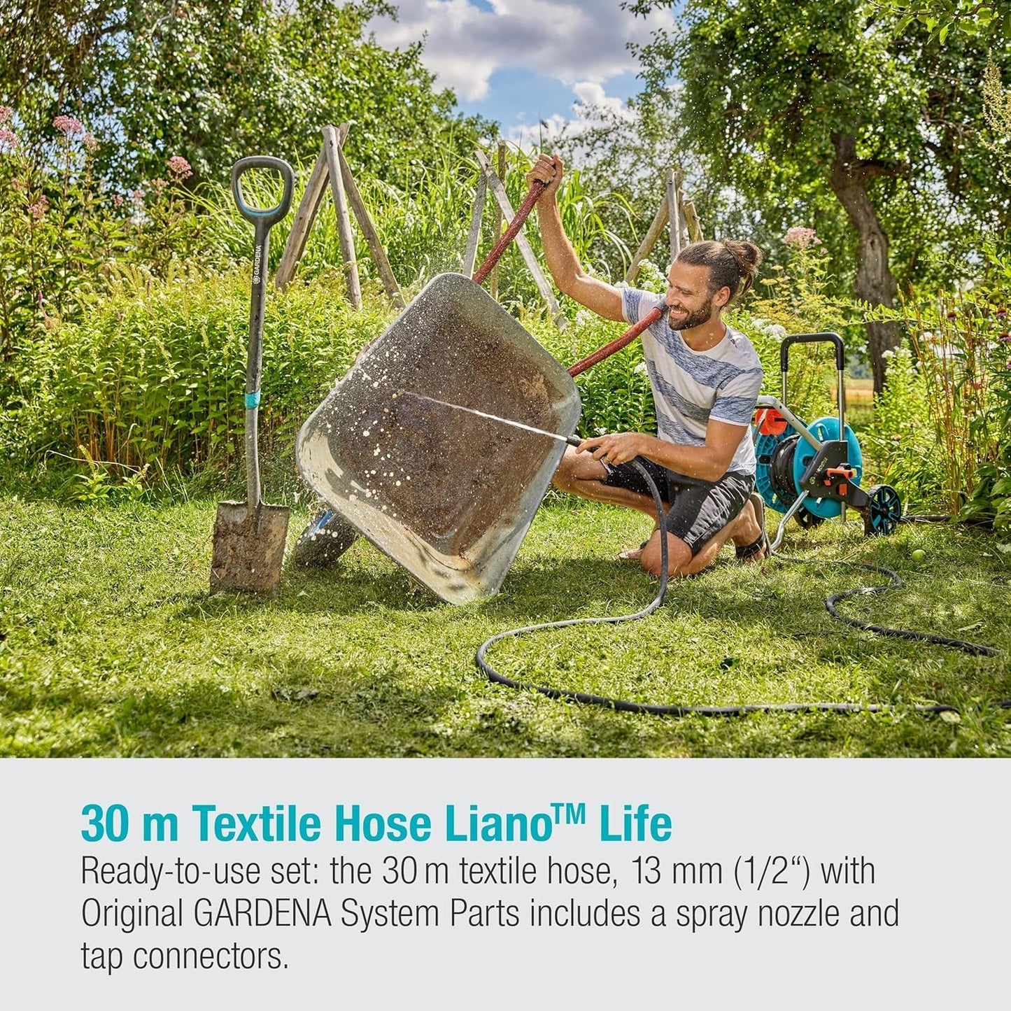 Gardena Liano Life 1/2 Zoll Textilschlauch, Set 30m: Extrem flexibler Textil-Gartenschlauch mit PVC-Innenschlauch, knickfrei, leicht, wetterfest (18457-20)