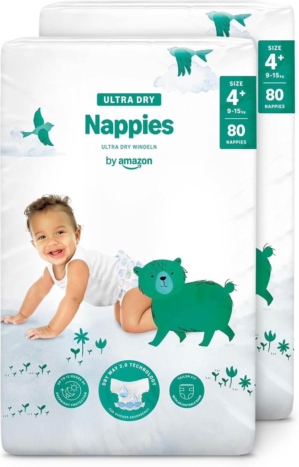 Amazon Ultra Dry Windeln, Größe 3 (4–9 kg) – Monatsbox, Weiß, 172 Stück (2 Packungen à 86 Stück) (ehemals Mama Bear, identisches Produkt)