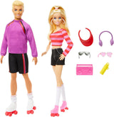 Barbie Fashionistas-Set mit 2 Modepuppen und 6 Accessoires, Barbie- und Ken-Modepuppen auf Rollen, Sammelfiguren zum 65. Jubiläum, HXK90 Naty Shop-Puppen
