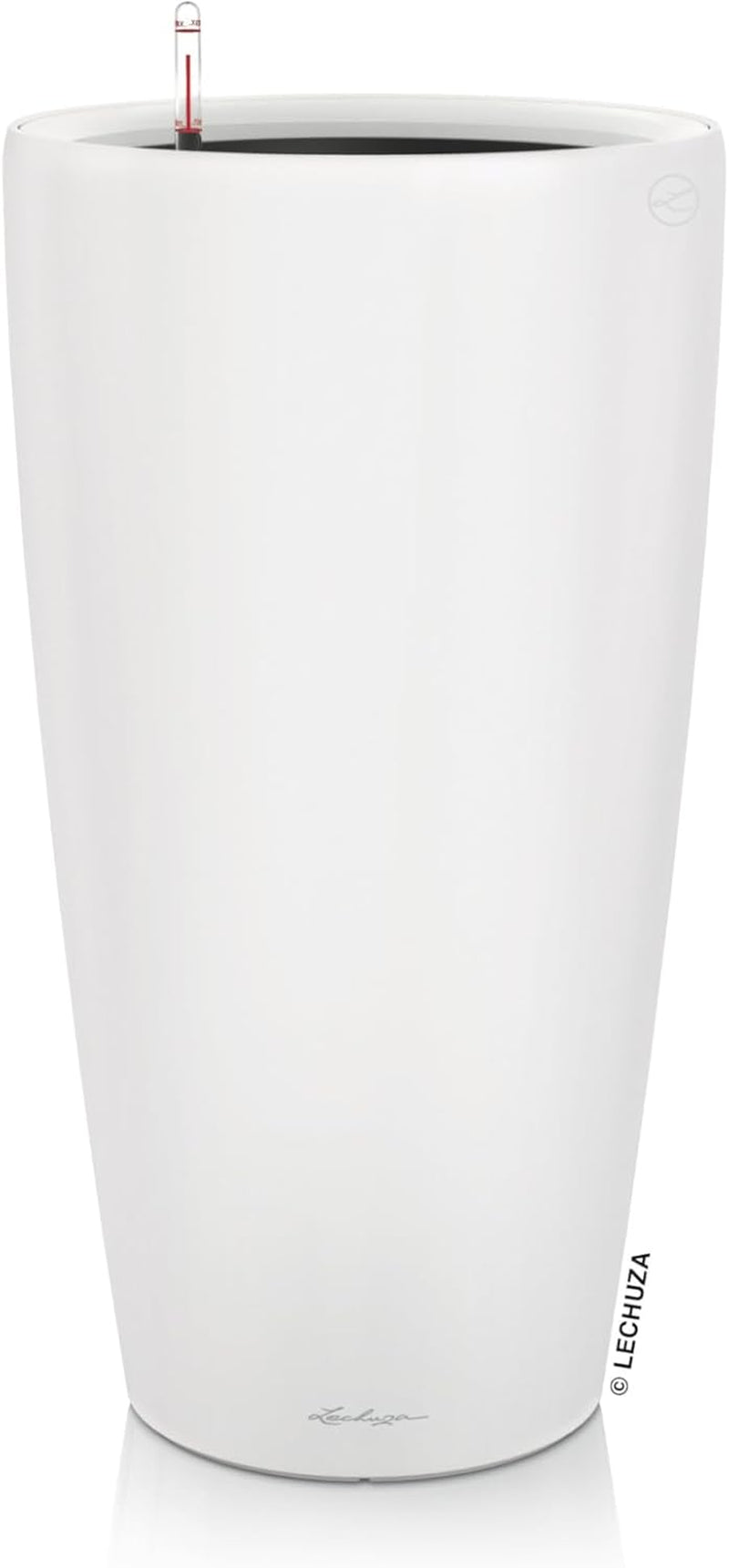 Pflanzgefäß LECHUZA Rondo Premium 32 Mattweiß | Pflanzsäule mit Bewässerungssystem, Wasserstandsanzeige und Pflanzeinsatz | Mattes Finish | Ø 32,5 x 56,5 cm | 15786