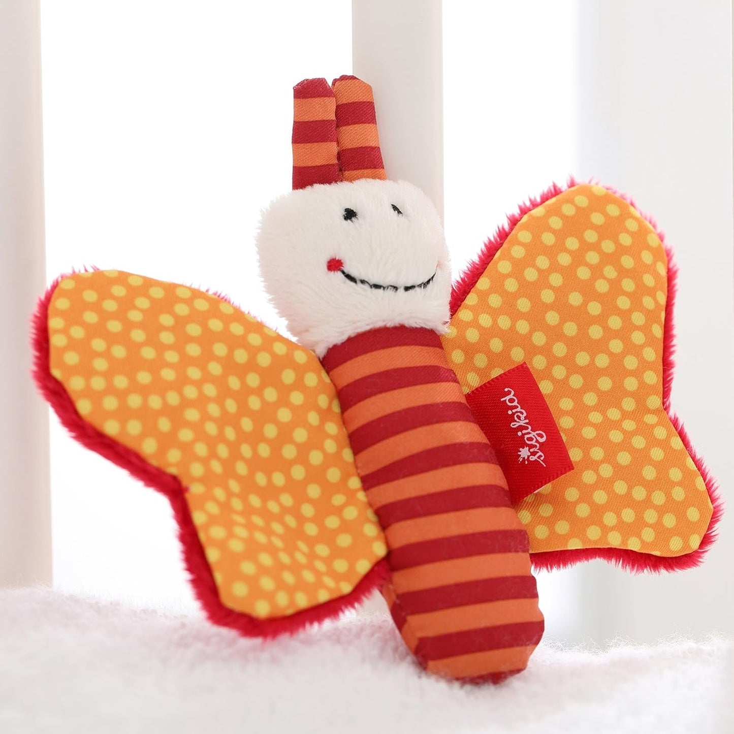 41174 Klapperschlange, rote Sterne, Babyspielzeug für Mädchen und Jungen, empfohlen ab der Geburt, braun & 41181 Schmetterlings-Fangspielzeug, rote Sterne, Babyspielzeug für Mädchen und Jungen, empfohlen ab der Geburt orange, Bebe Naty Shop Toys
