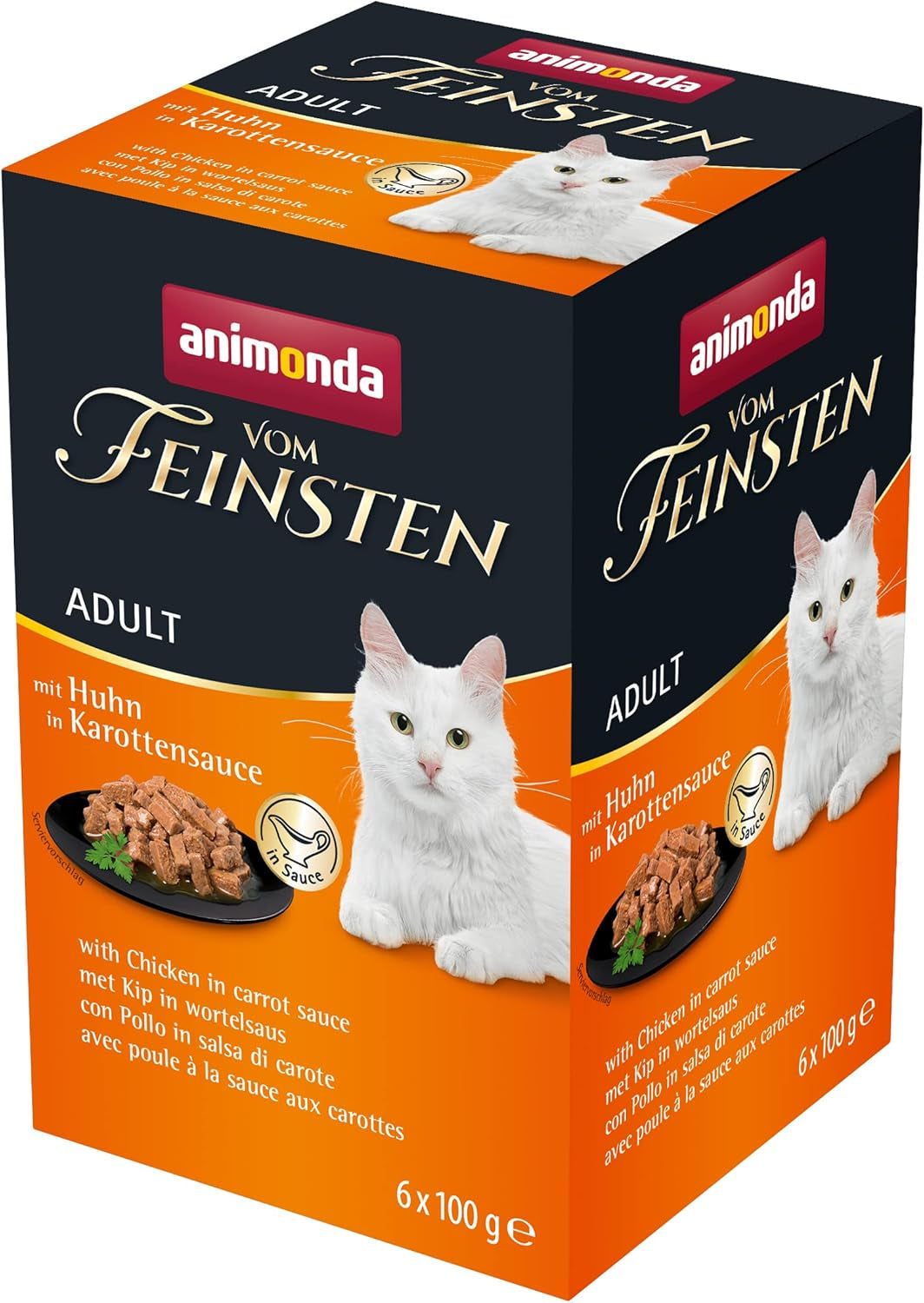 Animonda vom Feinsten Nassfutter für Katzen mit Huhn in Karottensauce (6 x 100g), getreidefreies, zuckerfreies Nassfutter für Katzen mit frischen und fleischigen Zutaten