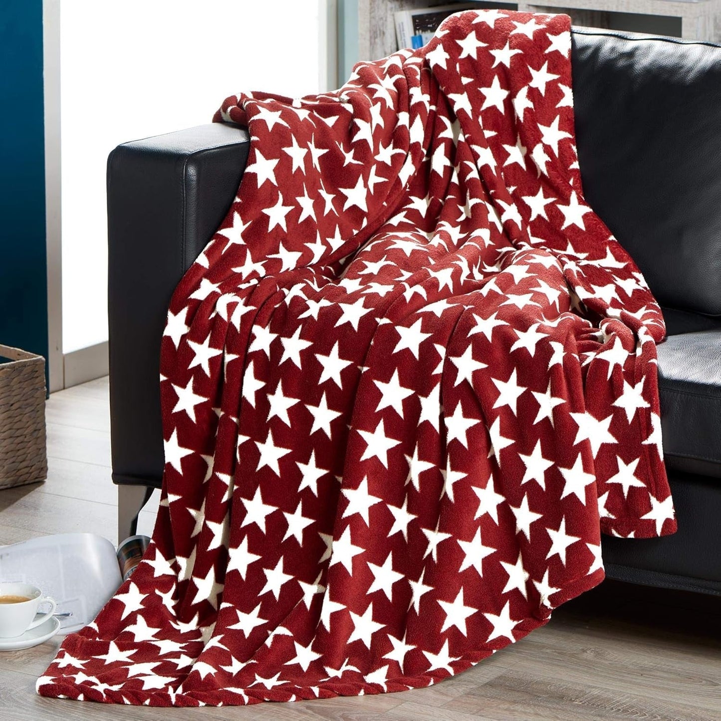 Celinatex flauschige Decke 150 x 200 cm Bordeaux Decke Sofa Sofa weiche Decke Sterne Mikrofaser Fleece Öko-Tex Moonlight Betten und Bettdecken Besuchen Sie den CelinaTex-Store