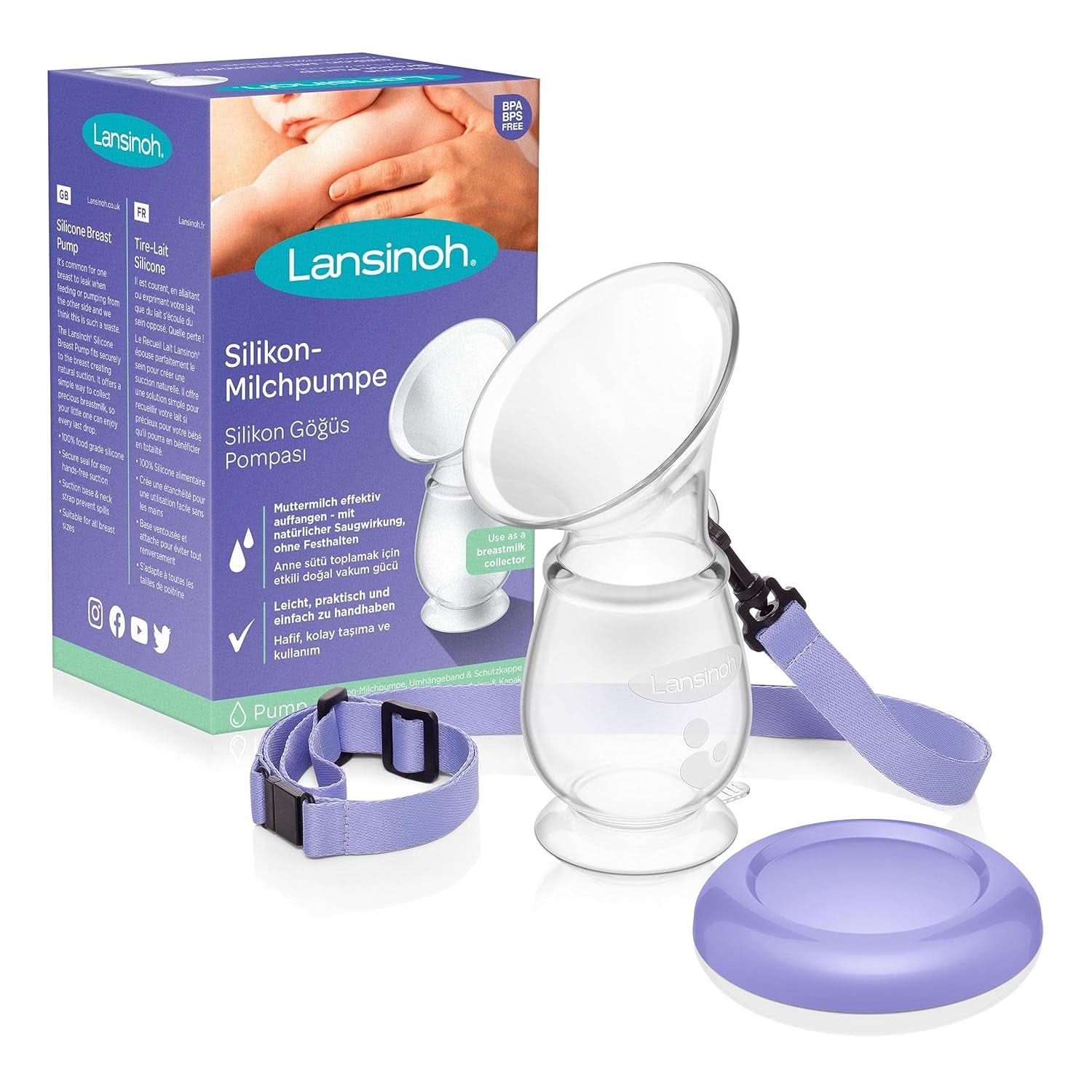 Lansinoh Silikon Milchpumpe & Muttermilchauffänger - Angenehmes & Extrem Weiches Silikon - Rettet Jeden Tropfen Muttermilch - Alternative Zu Milchauffangschalen, 1 Stück (1Er Pack) Zubehör Essen und Stillen Bebe Naty Shop Single Silikon-Milchpumpe Muttermilchauffänger