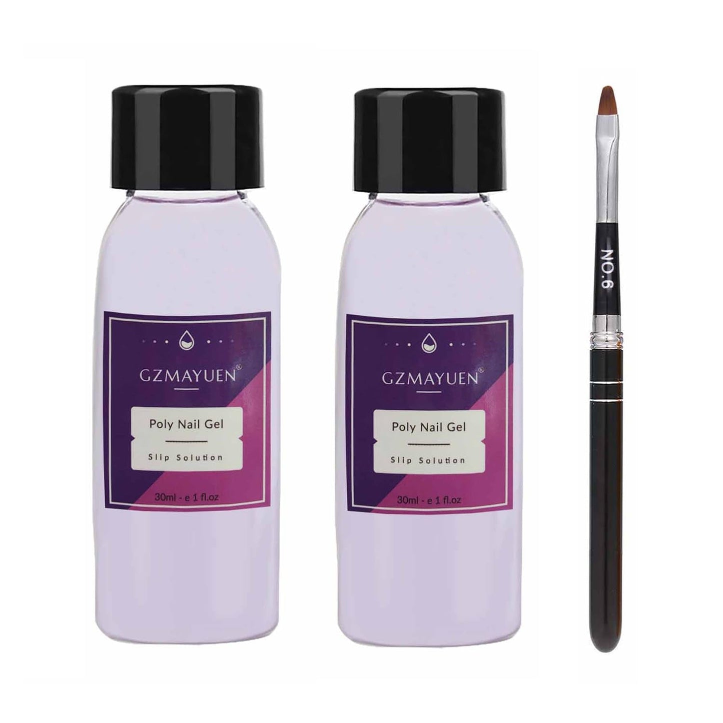 GZMAYUEN Poly-Nagelgleitlösung, 30 ml * 2 Nagelverlängerungsgel, flüssiges Poly-Verlängerungsgel – einfache DIY-Gleitlösung mit Pinsel