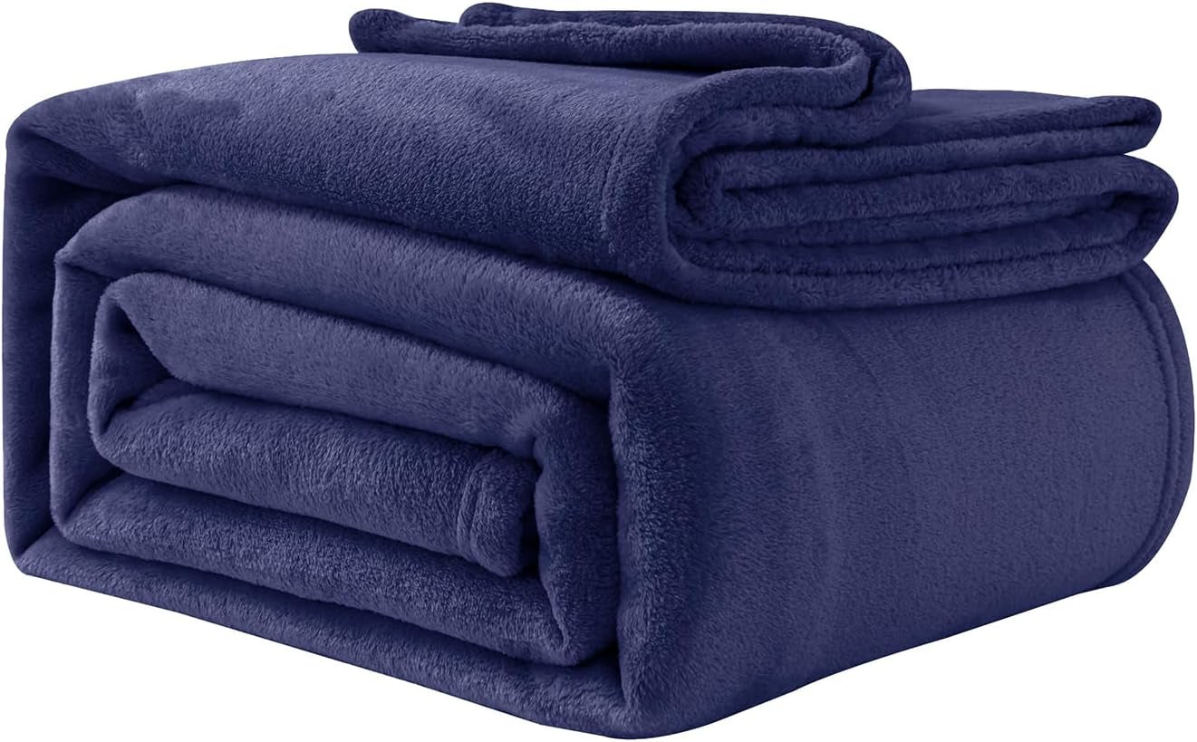 Gemütliche Decke, flauschige Fleecedecke, 130 x 150 cm, Bettdecken, Couchdecke, große weiche Decken und Überwürfe für Erwachsene, Couchüberwürfe, warm, maschinenwaschbar, Schwarz, Good Nite Betten und Decken, Marineblau, 230 x 270 cm