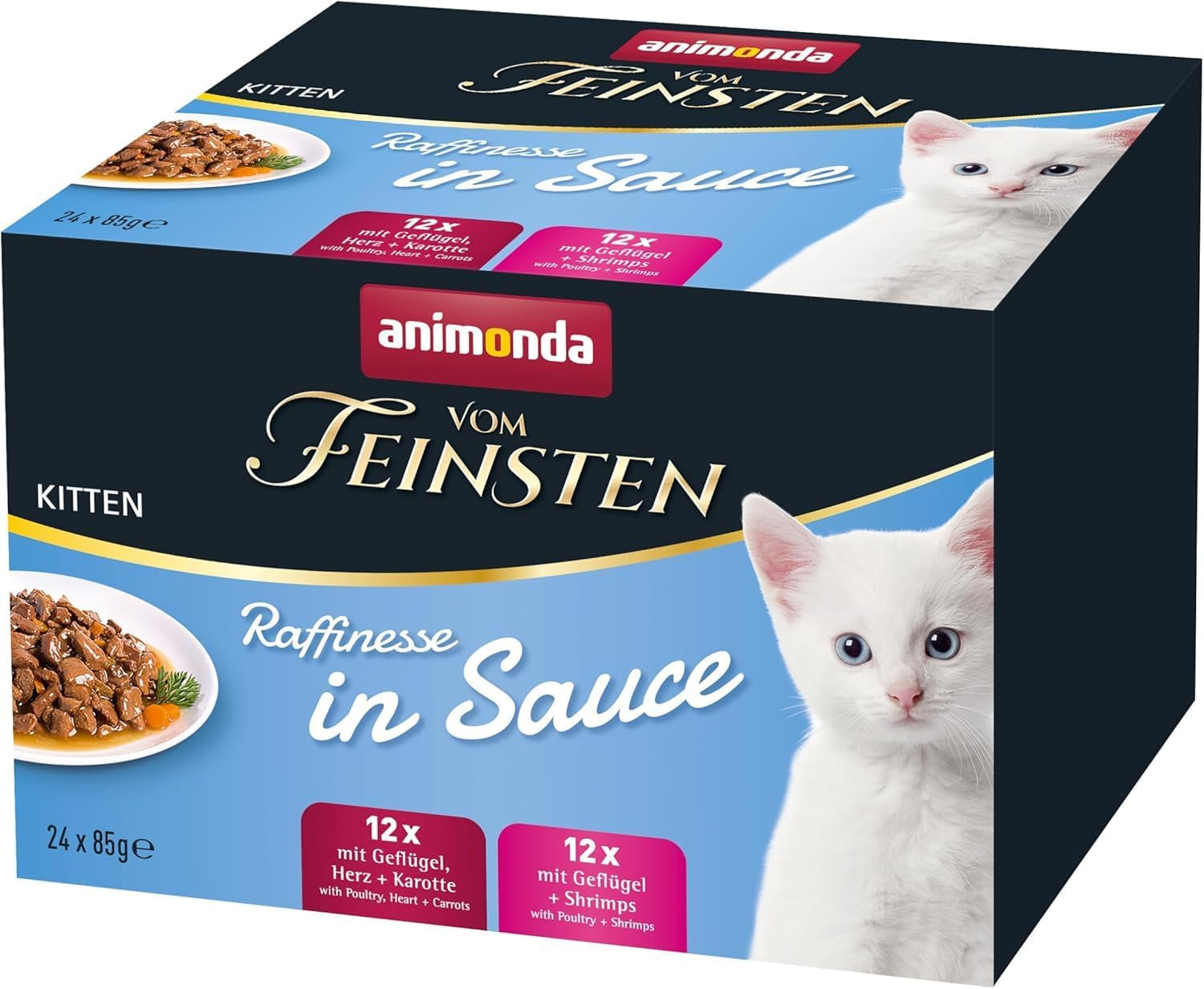 animonda vom Feinsten Premium Kitten Nassfutter für Katzen, Raffinierte Aromen in Soße, 24 Beutel (24 x 85g), Hochwertiges Nassfutter für Katzen, zuckerfrei, Mischmischung