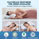Cloudétoile Nackenkissen Memory-Schaum-Kissen – 2-in-1 ergonomisches orthopädisches Kissen, Visco-Schaum-Kissen, Seitenschläfer-Nackenstützkissen, höhenverstellbares Memory-Schaum-Kissen, weiß, 64 x 38 x 12 cm, orthopädische Nackenkissen, Naty Shop