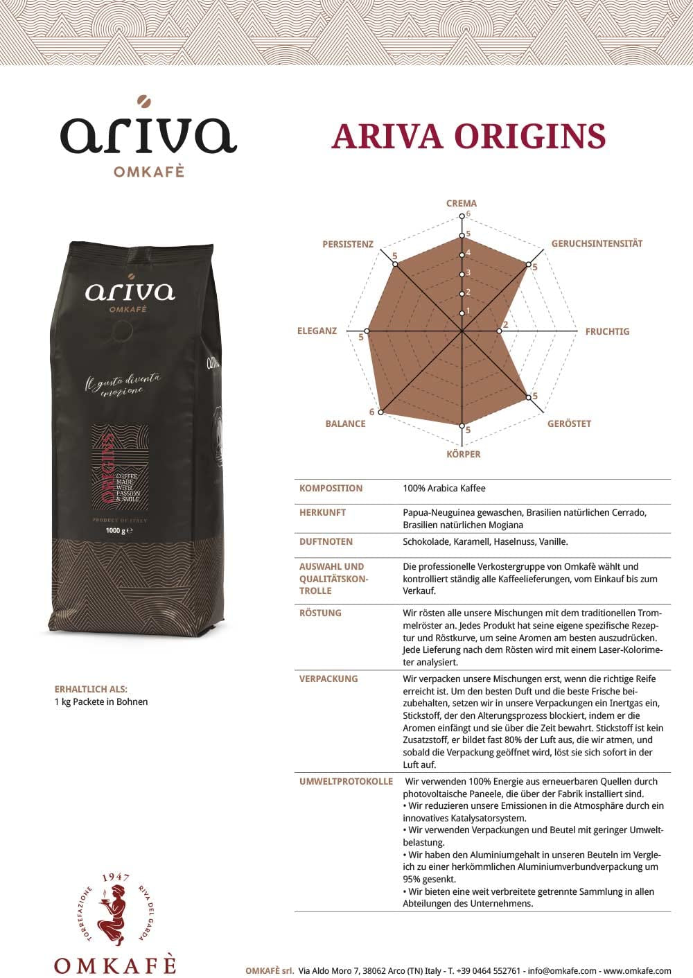 Espressokaffee - Terraviva - Bohnen 1000g (28,00EUR/1kg)