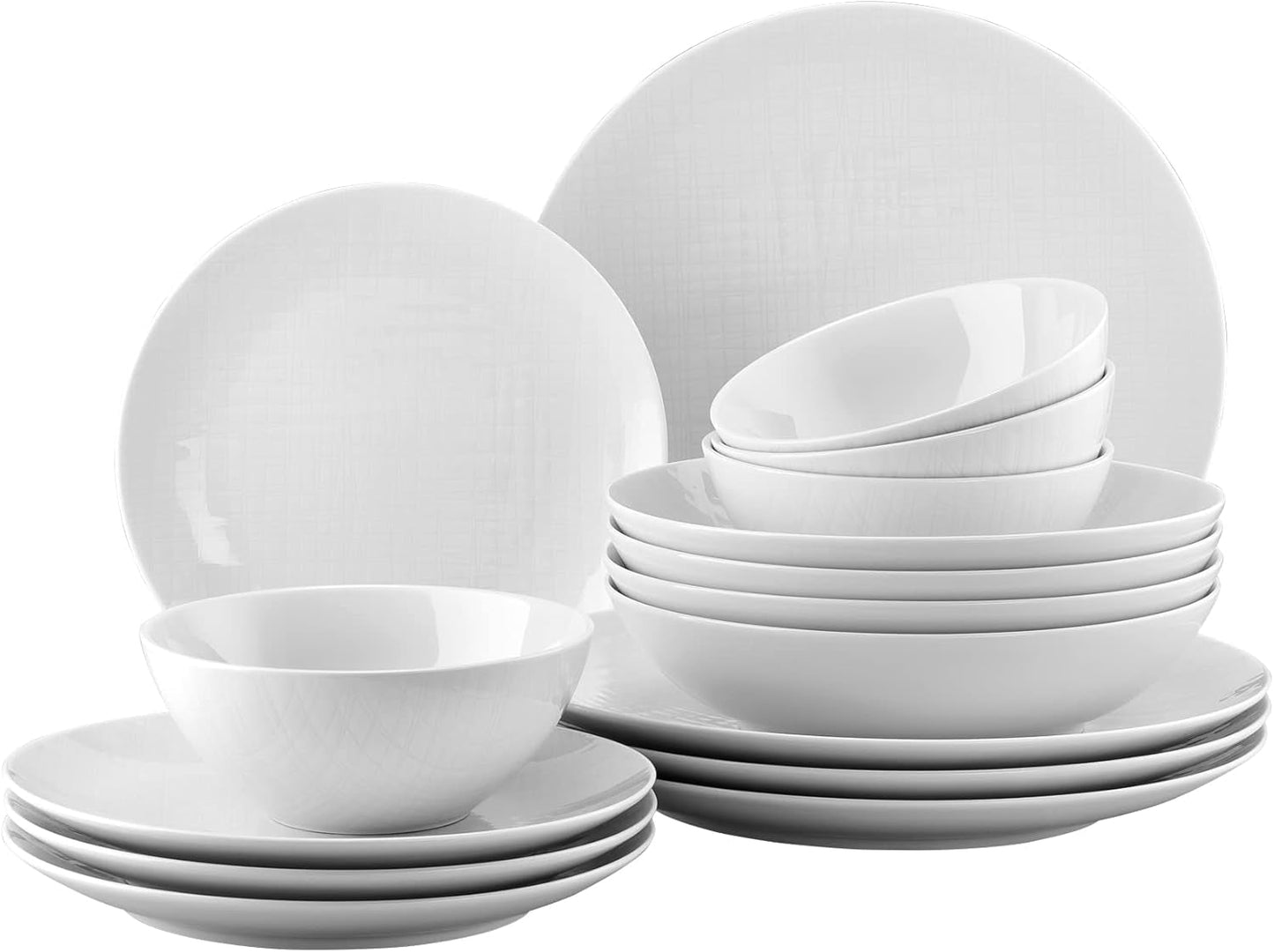 Rosenthal 11770-800001-28370 Gitterset, 16-teilig, bestehend aus 4 Tellern (Tiefe 21 cm, Teller 21/27 cm), Müslischalen 14 cm, weiß
