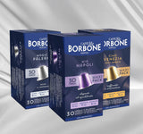 Caffè Borbone Verkostung Kit, 90 Aluminiumkapseln: 30 Mia Napoli, 30 Ciao Venezia, 30 Magica Palermo, (3 x 30 Stück) – Kompatibel mit Kaffeemaschinen für den Hausgebrauch der Marke Nespresso®*