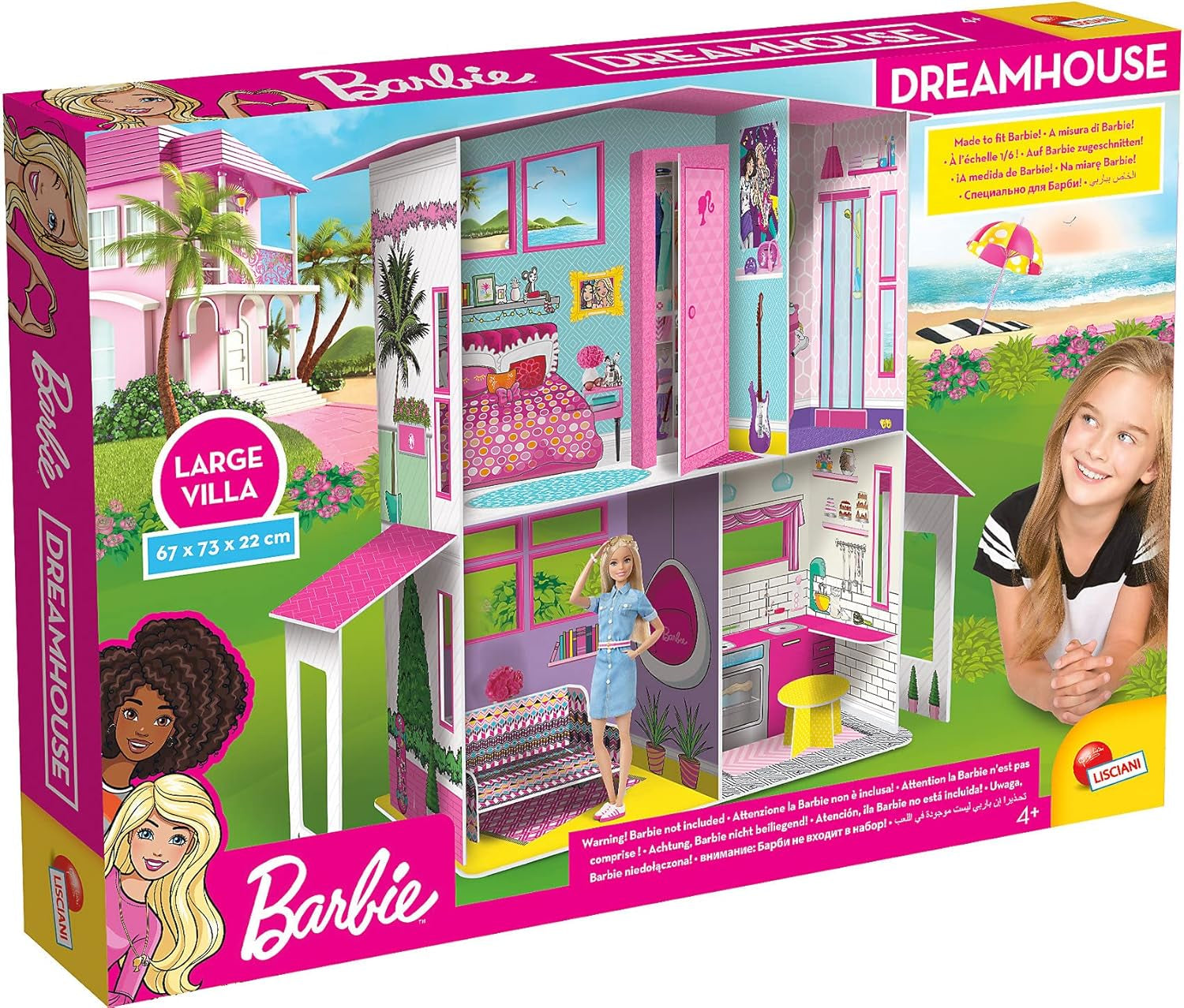 Lisciani – BARBIE-Puppenhaus – Barbie-Traumvilla auf zwei Etagen – 3D-Haus zum Bauen, Dekorieren und Gestalten – kreatives Bastel- und Konstruktionsspielzeug für Kinder ab 4 Jahren. Puppenhäuser Naty Shop