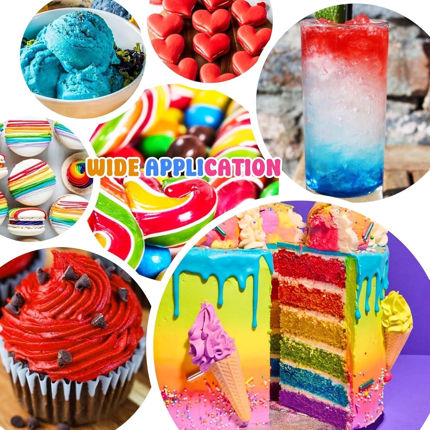 Gel-Lebensmittelfarbe – 7 x 15 ml konzentrierte Regenbogenfarben-Lebensmittelfarbe zum Dekorieren von Kuchen, Backen, Keksen, Macarons – zuckerfreie Lebensmittelfarbe für Getränke, Kuchendekoration, Schleim-DIY