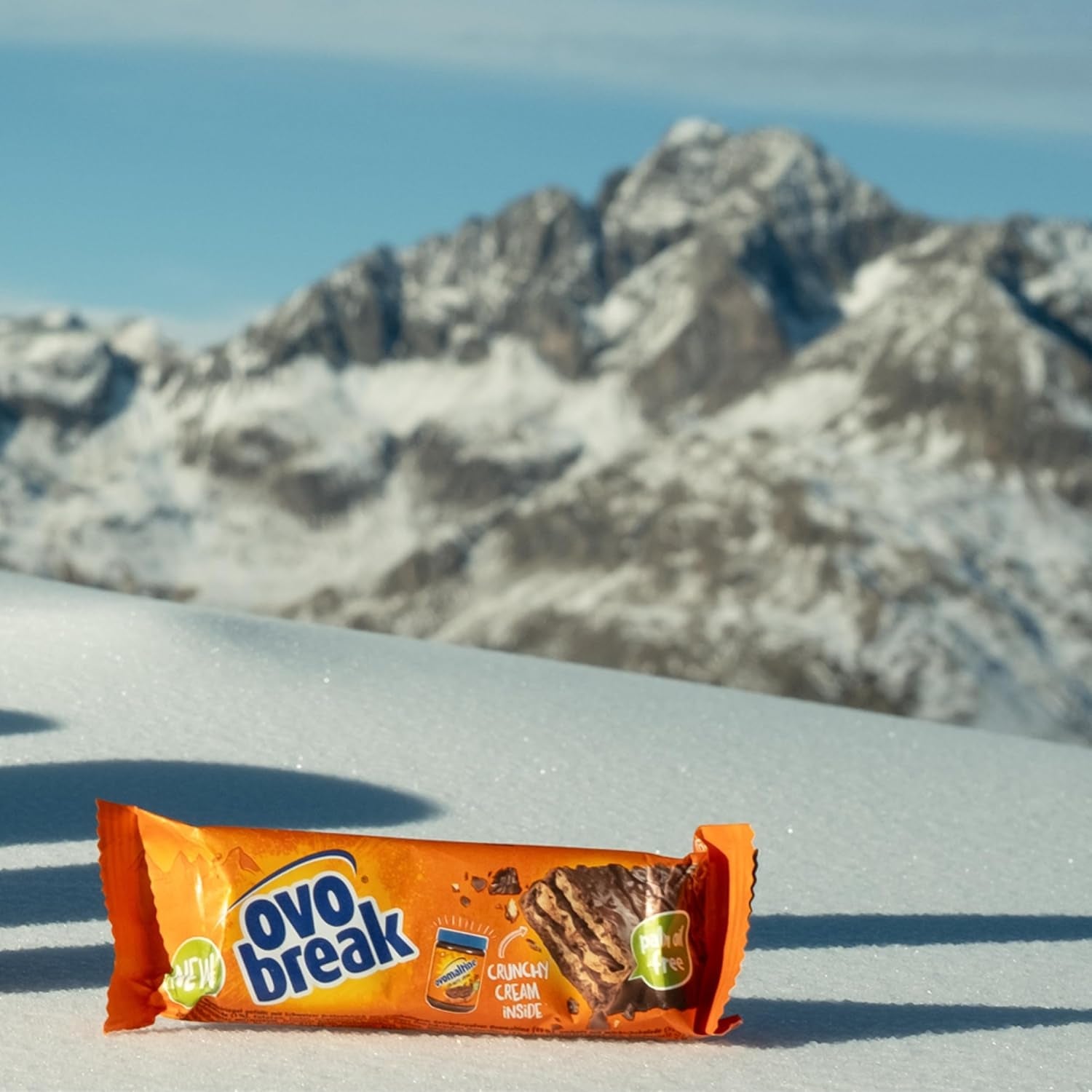 Ovomaltine OVO BREAK Waffel- und Schokoriegel – ein knuspriger Snack mit dem unverwechselbaren Geschmack unserer beliebten Creme Crocante, natürlich ohne Palmöl (4 x 39g)