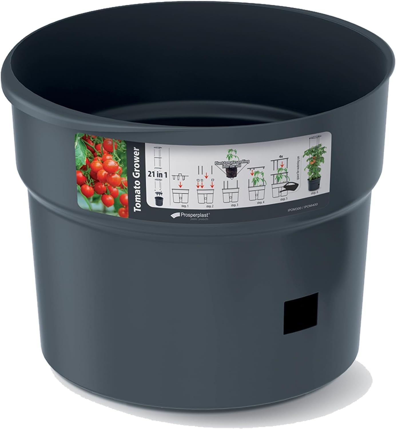 Prosperplast Tomatensämlingstöpfe mit Spalier – Stabiler Pflanzkasten aus Kunststoff | Anthrazit | Witterungs- und UV-beständig | 29,5 x 115,2 cm | Ideal für Garten und Terrasse