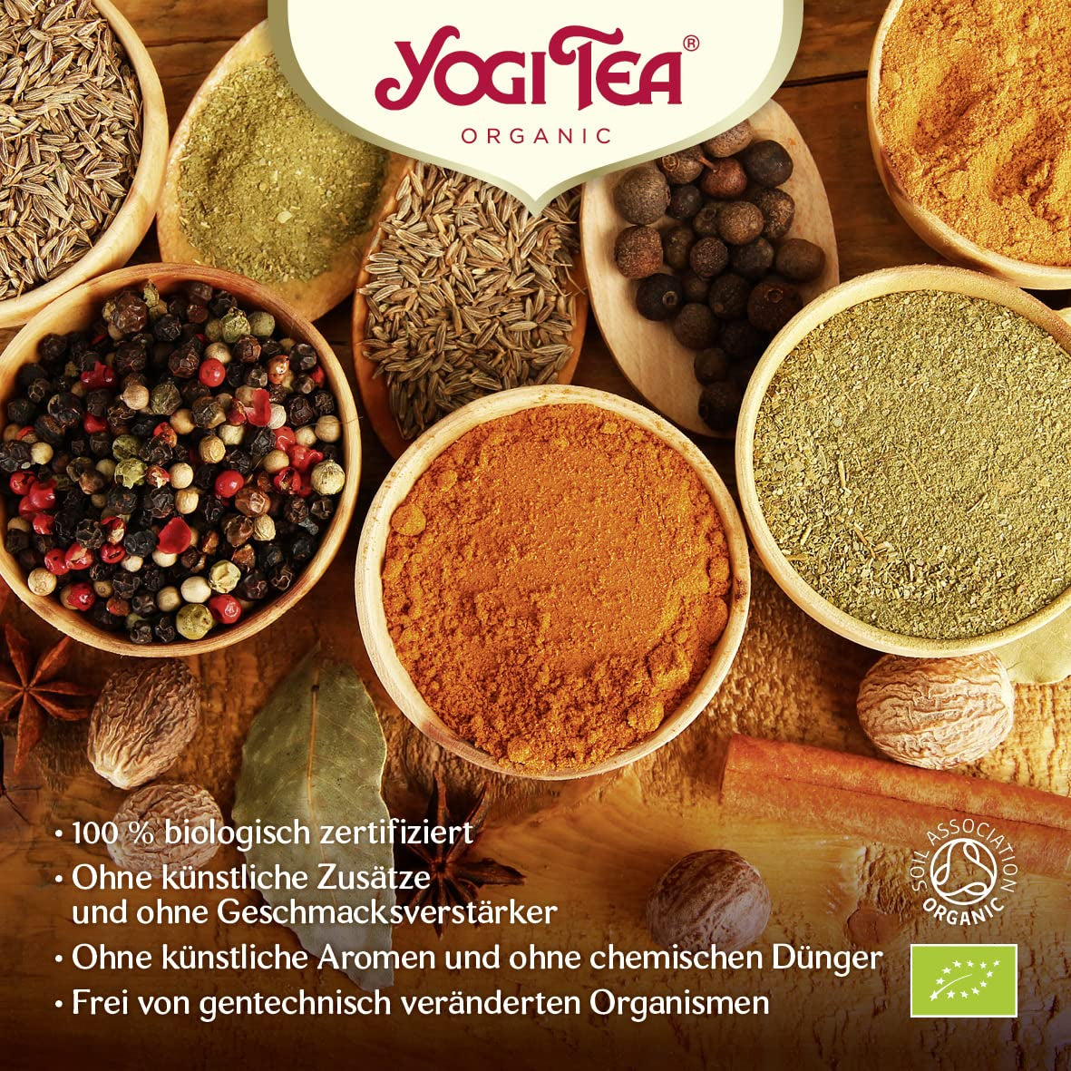 Yogi Tea – Happy Nature, Kaufen Sie einen und tun Sie Gutes, Bio-Ayurvedischer Gewürz-Kräutertee, Mango, Mandarine, Vanillemischung, Yogi Tea 6er-Pack, 6 x 17 Teebeutel (insgesamt 102 Teebeutel)