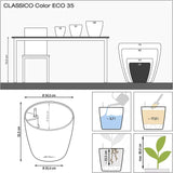 Pflanzgefäß LECHUZA Classico Color ECO 35 Dunkelgrau | Pflanzgefäß mit Bewässerungssystem und Wasserstandsanzeige | Hergestellt aus 100 % recyceltem Kunststoff | Mattes Finish | Ø 34,5 x 32,5 cm | 18935