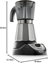 De'Longhi Alicia Plus EMKM6.B Moka-Kanne (360° drehbar, 550 W) Silber-Schwarz