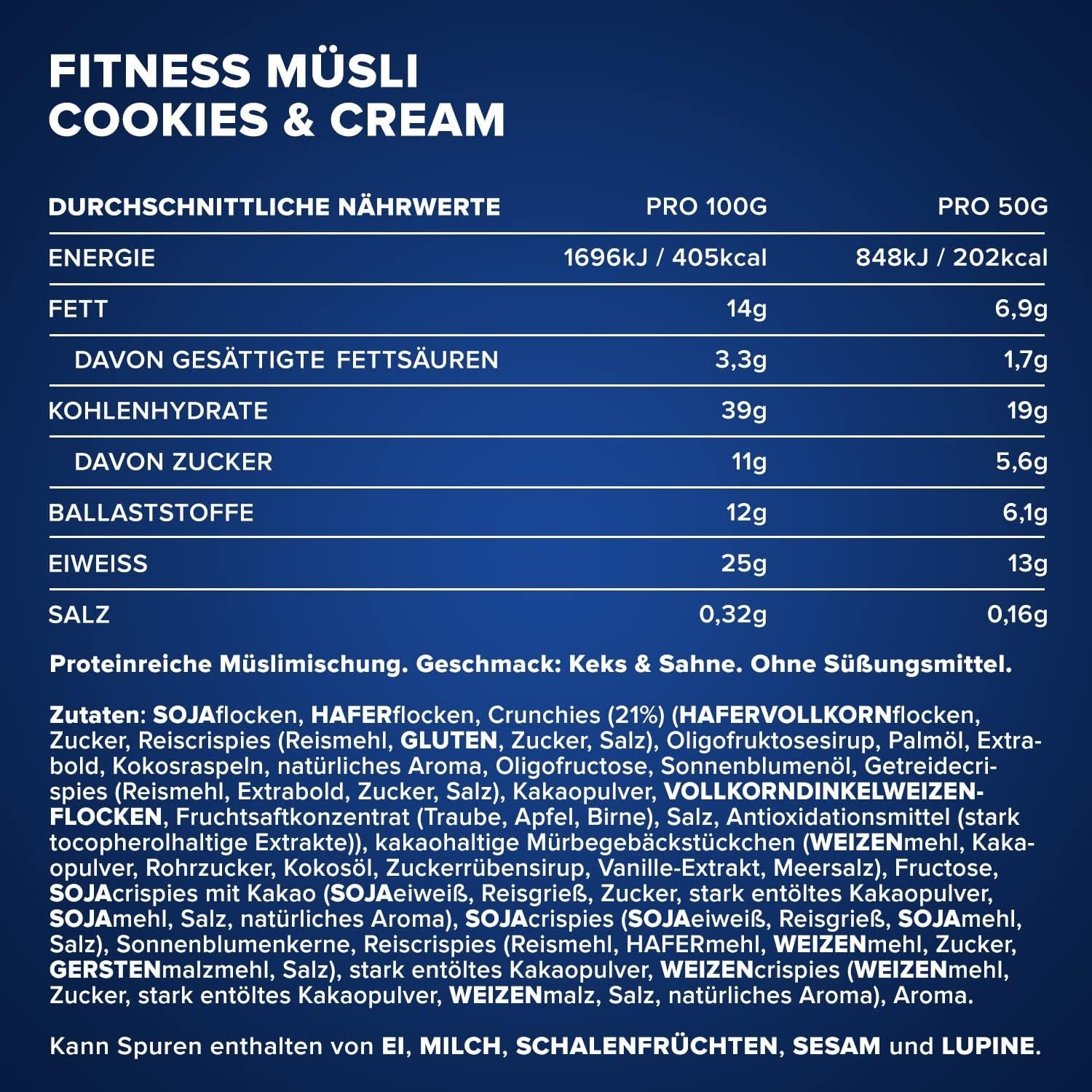IronMaxx Fitness Müsli - Cookies & Cream, 2 kg Beutel | Proteinreiches veganes Müsli mit knusprigem Inhalt | Wenig Zucker und viel Ballaststoffe