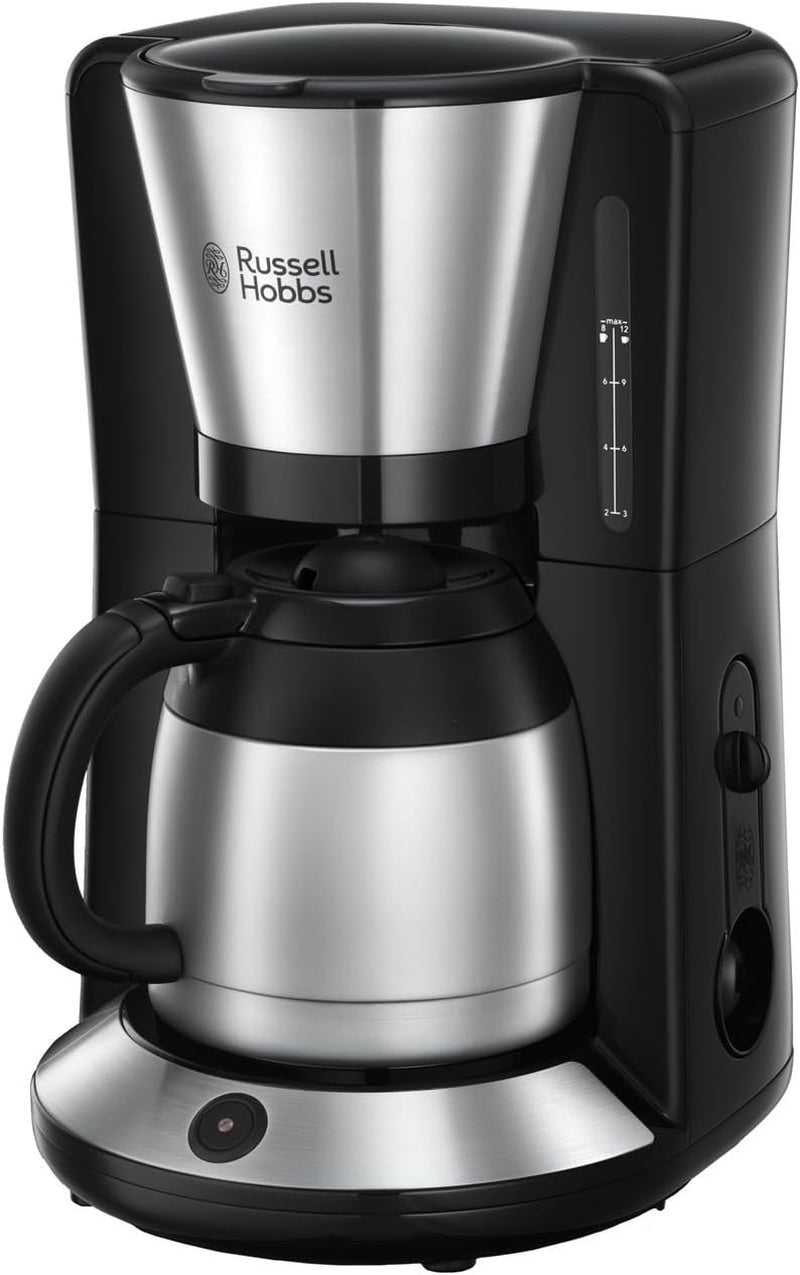Russell Hobbs Kaffeemaschine [Duschkopf für optimale Extraktion und Aroma] Adventure (1 bis 8 Tassen, 1,0 l Thermokaraffe, automatische Abschaltung, Anti-Tropf-System, 1100 W) Filterkaffeemaschine 24020-56