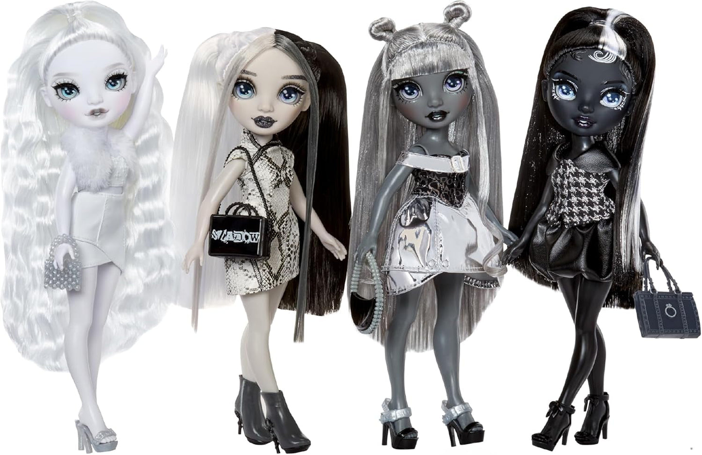 Rainbow High Shadow High Heather Grayson Puppe – 28 cm in Grautönen, schwarz-weißes Haar und Outfit, stilvolle Tasche, süßes Geschenk für Kinder von 4–10 Jahren