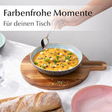 MIAMIO – Speiseteller, 6er-Set (850 ml) / große und tiefe Pastateller, Teller-Set für 6 Personen, Salatschüssel aus Keramik / spülmaschinen- und mikrowellengeeignet – Las Palmitas-Kollektion