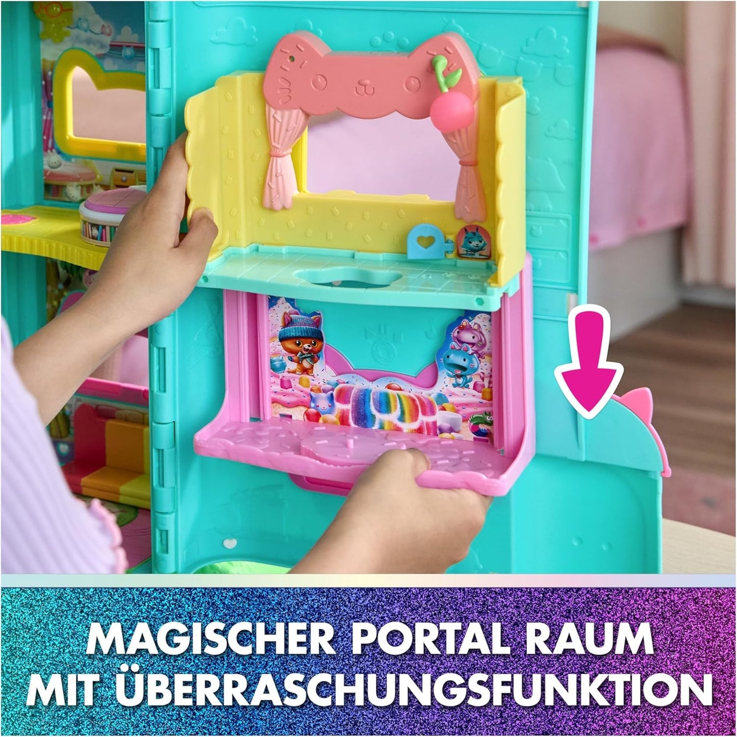 DREAMWORKS GABBY'S DOLLS HOUSE: DER FILM – Portal Room Kuchis mit Zucker bestreute Küche mit Figur und Zubehör, für Kinder ab 3 Jahren