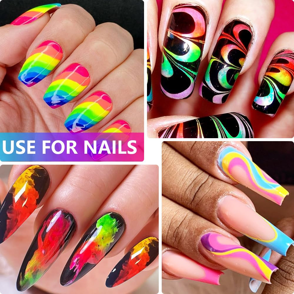 Neon Phosphor Pigment Pulver Für Nägel Lidschatten - 12 Farben Neon Nagel Glitzer Augenpulver Maniküre Halloween Neon Make-Up Dekoration Nail Art Staub Pigment