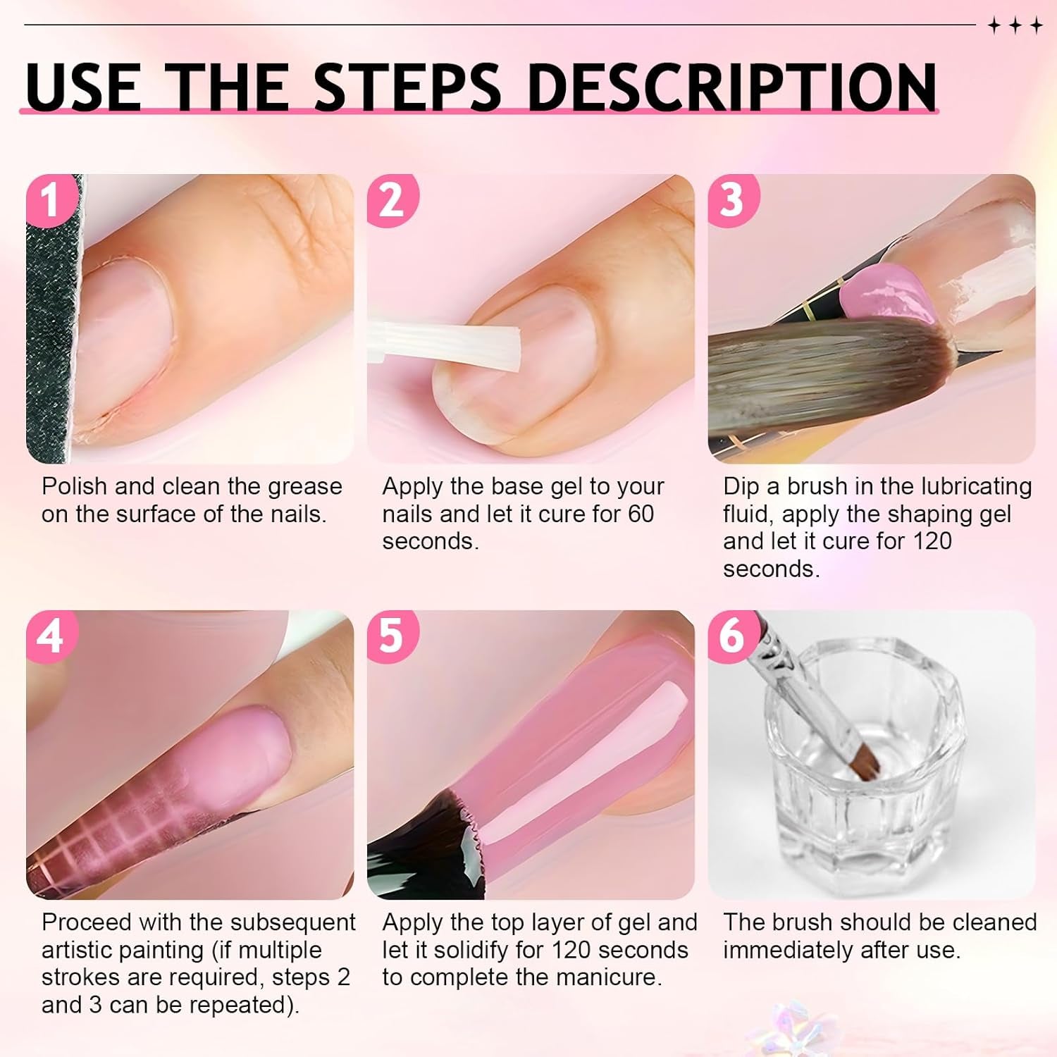 Polygel-Nagellösung, Polygel-Slip-Solution-Nagelset, Polygel-Flüssignagellösungen 75 ml, 5 Nagelspitzen-Clips, 3 Nagelbürsten, 1 Kristallbecher, 100 Reinigungsblätter