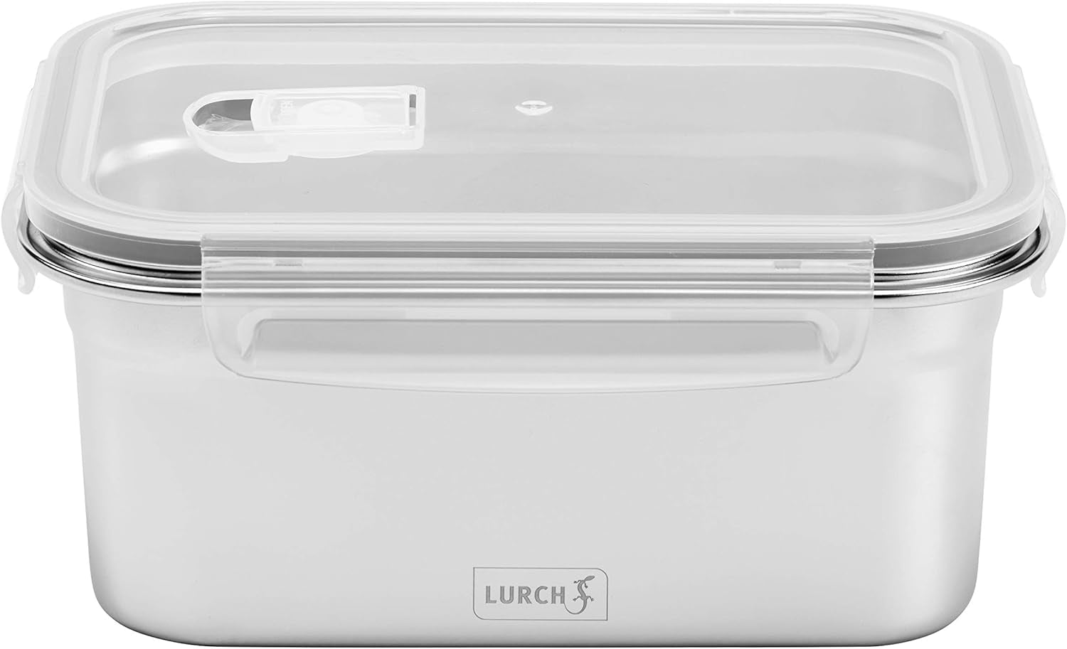 Lurch 240895 Lunchbox, hochwertige Sicherheits-/Aufbewahrungsbox aus Edelstahl mit BPA-freiem Kunststoffdeckel, 2000 ml, durchsichtige Frischhalteboxen von Naty Shop, 1500 ml