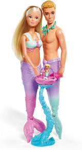 Simba 105733524 – Steffi Love Meerjungfrauenfamilie, schwangere Meerjungfrauenpuppe mit Kevin als Meerjungfrau, mit Babybett, 29 cm große Ankleidepuppen, Spielpuppen, für Kinder ab 3 Jahren. Naty Shop Einzelpuppen