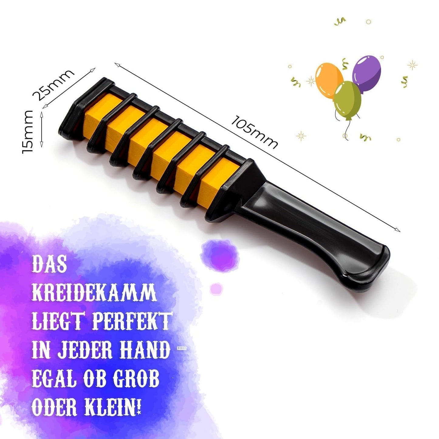 Magicat Haarkreide für Mädchen im Set I 10 auswaschbare Farben und 5 Haargummis I Geschenk für Mädchen von 4 bis 10 Jahren I Kreatives Geschenk für den Kindergeburtstag 2025 I Sichere und farbenfrohe Haarfarbe von Naty Shop