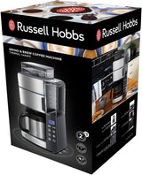 Russell Hobbs Kaffeemaschine mit Mahlwerk und Thermokaraffe [Digitaler Timer, Duschkopf für optimale Extraktion und Aroma] Grind&Brew (1–10 Tassen, 3 Mahlgradeinstellungen) Filterkaffeemaschine 25620-56