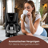 Clatronic® Espressomaschine | Automatische Espressomaschine für 12-14 Tassen (ca. 1,5 Liter) | Espressomaschine mit Filter und Anti-Tropf-System | 900W | Espressor KA 3473 Schwarz