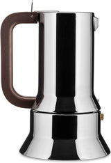Alessi 9090/6 Espresso mit 6 Tassen für Induktion, Edelstahl, Silber, 15,5 x 13,5 x 27 cm