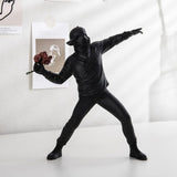 Niedliche Ballonmädchen-Harzskulptur, Heimdekoration, Statue, Banksy-Ballonfigur mit rotem Herz, moderne Kunstskulptur für Tischregaldekoration, Naty Shop Statuetten und Skulpturen Renghua_Schwarz