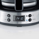 SEVERIN Espressomaschine „TypeSwitch“ mit Glaskaraffe und Timer, AromaSwitch zur Auswahl von 2 Brühoptionen, Digitaluhr mit Timerfunktion, für bis zu 10 Tassen, 1000 W, Edelstahl gebürstet-schwarz, KA 4826