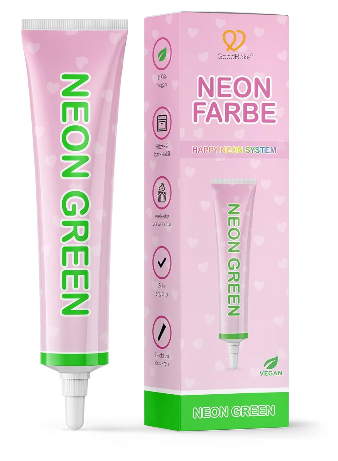 Goodbake Neonlebensmittelfarben 6 Farben Set – Intensive Lebensmittelfarbe – Lebensmittelfarbpaste – Zum Einfärben von Torten, Fondant, Buttercreme Uvm. – 100 % veganer Naty Shop Neon Grün
