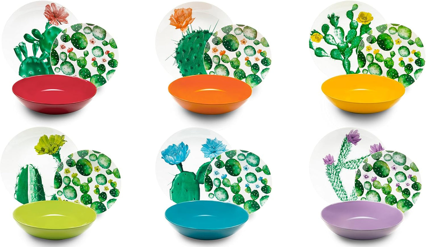 Excelsa Color Cactus Geschirrset, 18-teilig, mehrfarbig