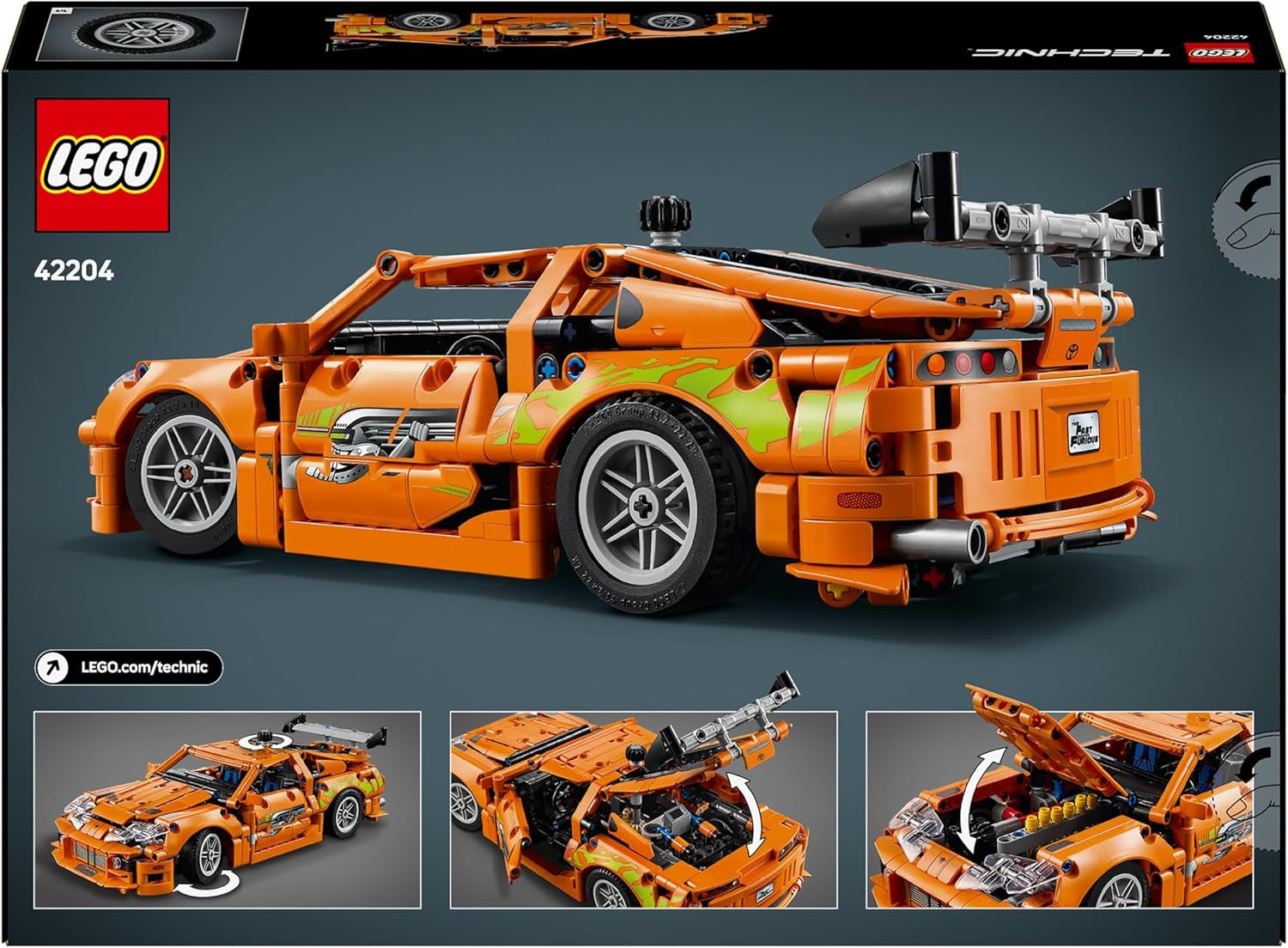 LEGO Technic Fast and Furious Toyota Supra MK4 – Spielzeugauto – Mit 6-Zylinder-Motor und aufklappbaren Türen – Modellset für Jungen und Mädchen ab 9 Jahren – Geschenkidee zum Geburtstag 42204 Bausets Beuche den LEGO-Store