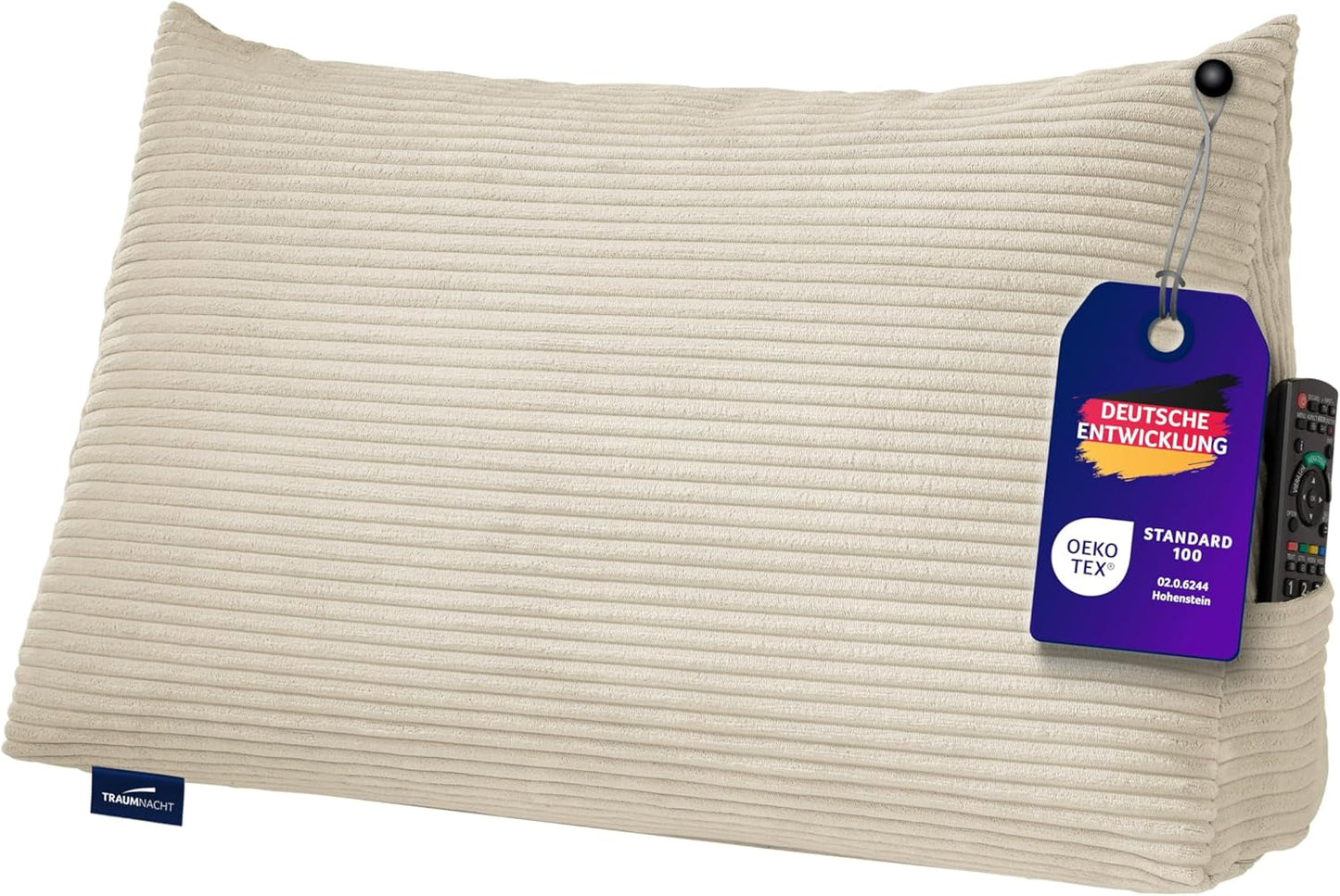 Lesekissen Traumnacht Kuscheliges Rückenkissen, 70 x 40 cm dunkelgrau, abnehmbarer und waschbarer Bezug aus 100 % Polyester, praktische Seitentasche, Öko-Tex zertifiziert, nach deutschen Qualitätsstandards produziert