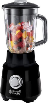 Russell Hobbs Standmixer [1.5L Glasbehälter] Matt Schwarz (Starker 0.9PS Motor, Impuls-/Ice-Crush-Funktion, Edelstahlmesser, Bpa-Frei Mixer, Elektrischer Zerkleinerer, Smoothie-Maker) 24722-56 Kitchen Naty Shop Standmixer, Single