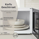 SANGER | 24-teiliges Korfu-Geschirrset Tafelservice für 8 Personen Handgefertigtes Keramik-Geschirrset inklusive Speisetellern, Desserttellern und Suma-Tellern. Cremefarbenes Geschirr mit sandiger Textur