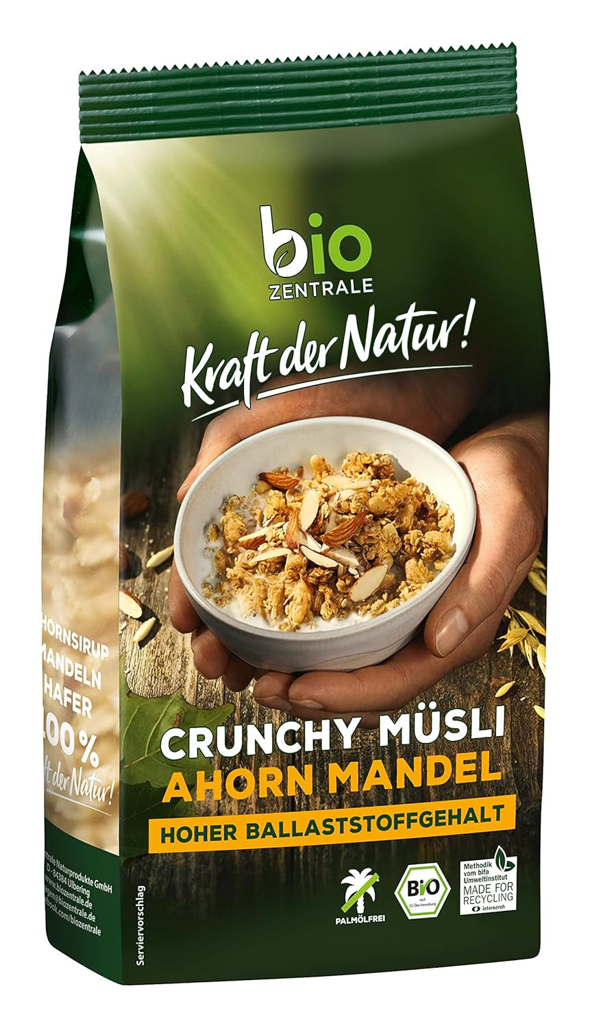 Knuspriges Müsli mit Beeren Biozentrale | 375 g Bio-Müsli | Ideal zum Frühstück und für die Tasse Müsli zum Mitnehmen | Eine Alternative zu Müsliriegeln