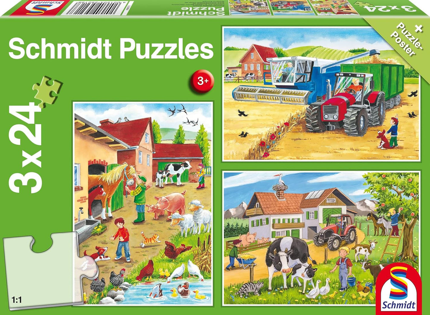 Schmidt Spiele 56216 Puzzle für Kinder, 3X24 Teile Puzzle Naty Shop Standardtitel