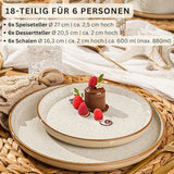 SÄNGER Rio Creme | 18-teiliges Steingut-Geschirrset für 6 Personen, bestehend aus 6 Speisetellern, 6 Desserttellern und 6 Schüsseln | DIE VALUE-KOLLEKTION