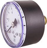 Hornmanometer mit 1/4-Zoll-Bodenanschluss – Schwarz – Geeignet für Rückspülfilter mit Druckminderer – Kunststoff – Selbstdichtend mit PTFE-O-Ring/Manometer/Druckluft/Manometer/DMMU14