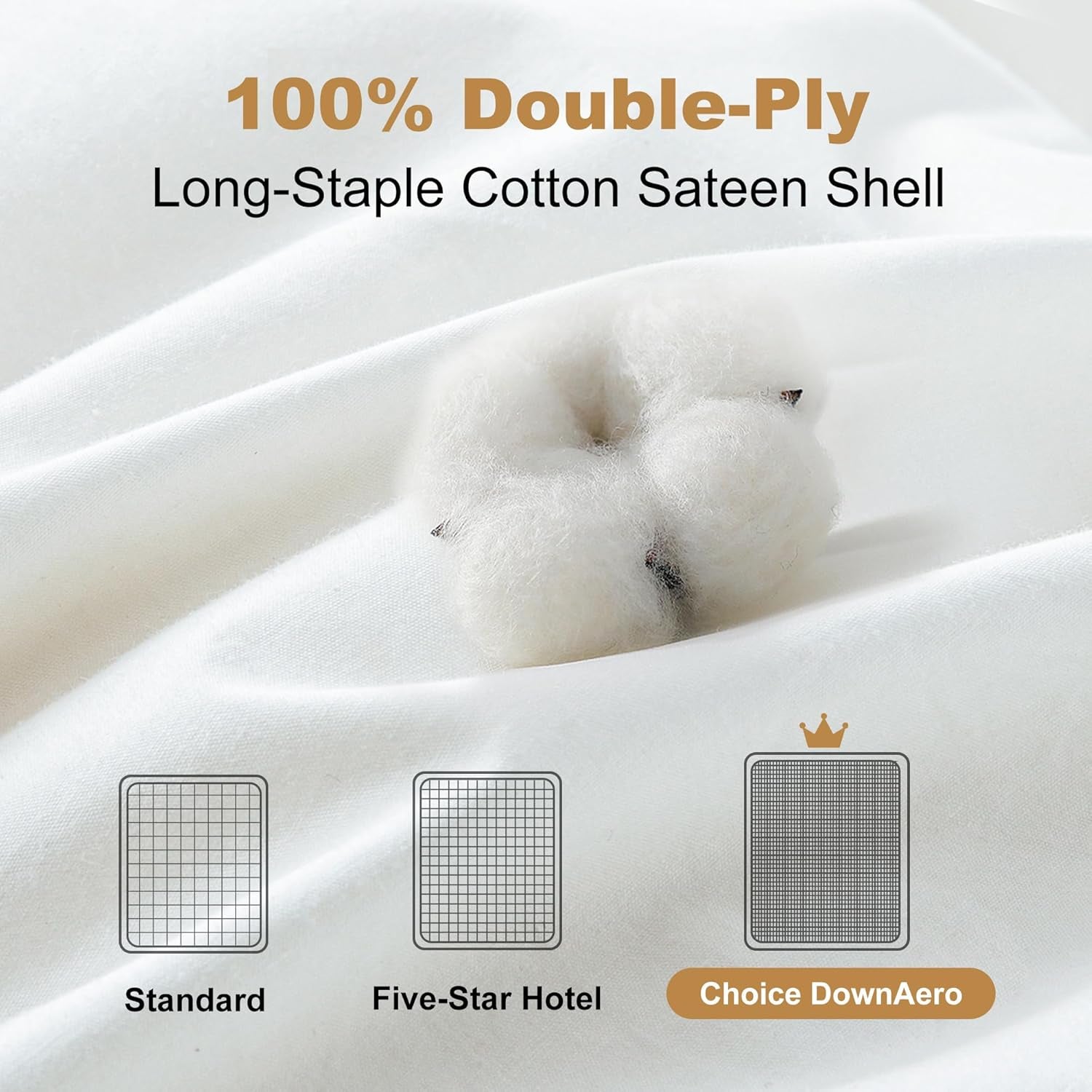 Downaero™ Gänsedaunendecke für Kingsize-Betten, 100 % satinierte ägyptische Baumwolle, 900 Füllkraft, mittlere Wärme, alle Jahreszeiten, weiß Naty Shop Bettdecken und Steppdecken