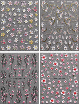 JMEOWIO 3D Nagelsticker Blume Nail Art Sticker Selbstklebend Nagelaufkleber 5D Stereoskopisch Frühling Sommer Floral Dekoration Nageldesign Zubehör 4 Blatt